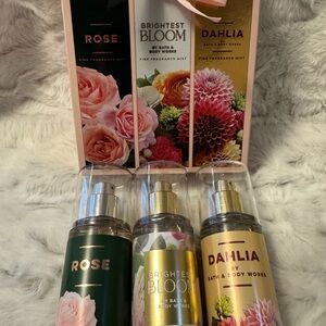 Bath & Body Works Fragrance Mist Trio - Rose, Brightest Bloom, Dahlia. NIB